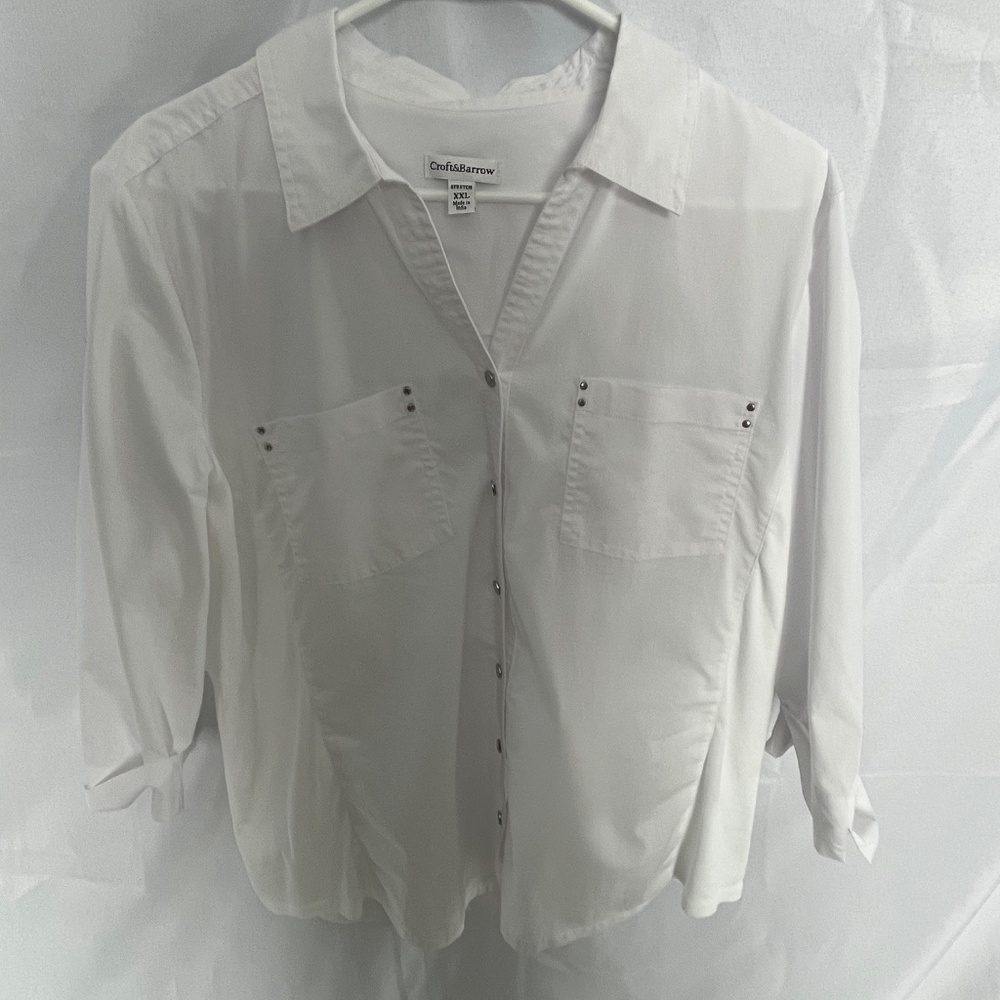 Croft & Barrow - White Blouse - 3/4 Sleeves - XXL